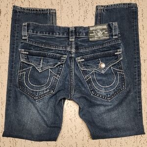 True Religion Double Stitch Billy Row 28 Seat 33 Straight Leg Jeans Vintage Y2K